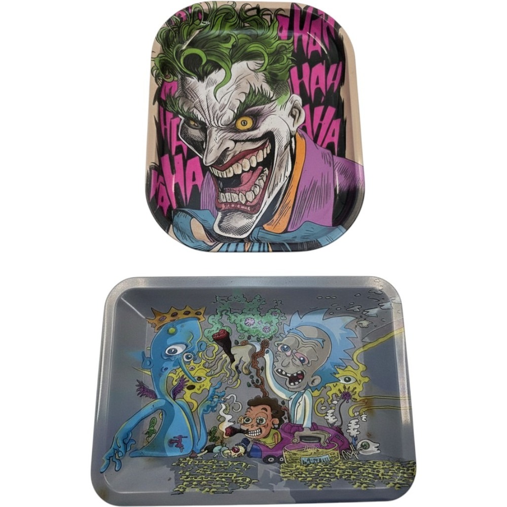 Joker and Rick and Morty Metal Rolling Tray Set Pop Culture Tin Trays O5